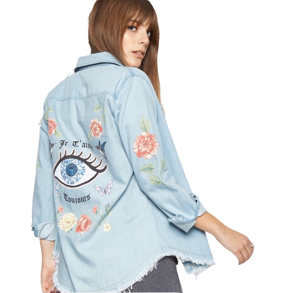 new Lauren Moshi ❤︎ Sloane Love You Forever ❤︎ Floral Print Button Down Shirt ❤︎ - Picture 4 of 17